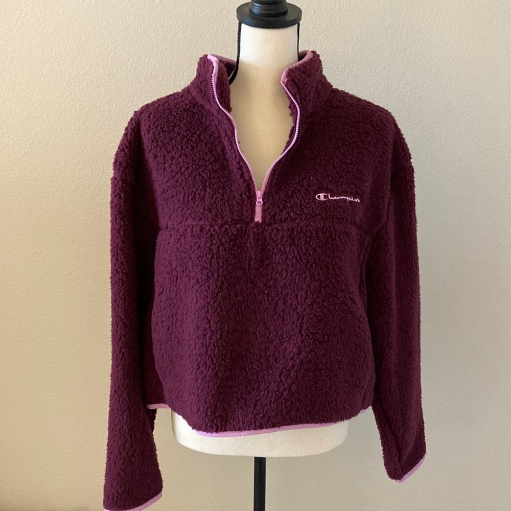 Womens Champion Fleece Sherpa 1/4 Zip Pullover